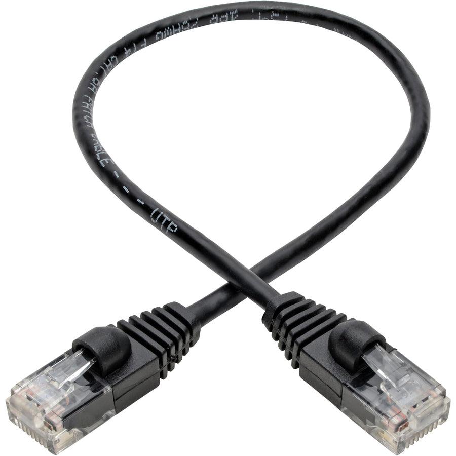 Tripp Lite N261-S01-Bk Cat6A 10G Snagless Molded Slim Utp Ethernet Cable (Rj45 M/M), Black, 1 Ft. (0.31 M)