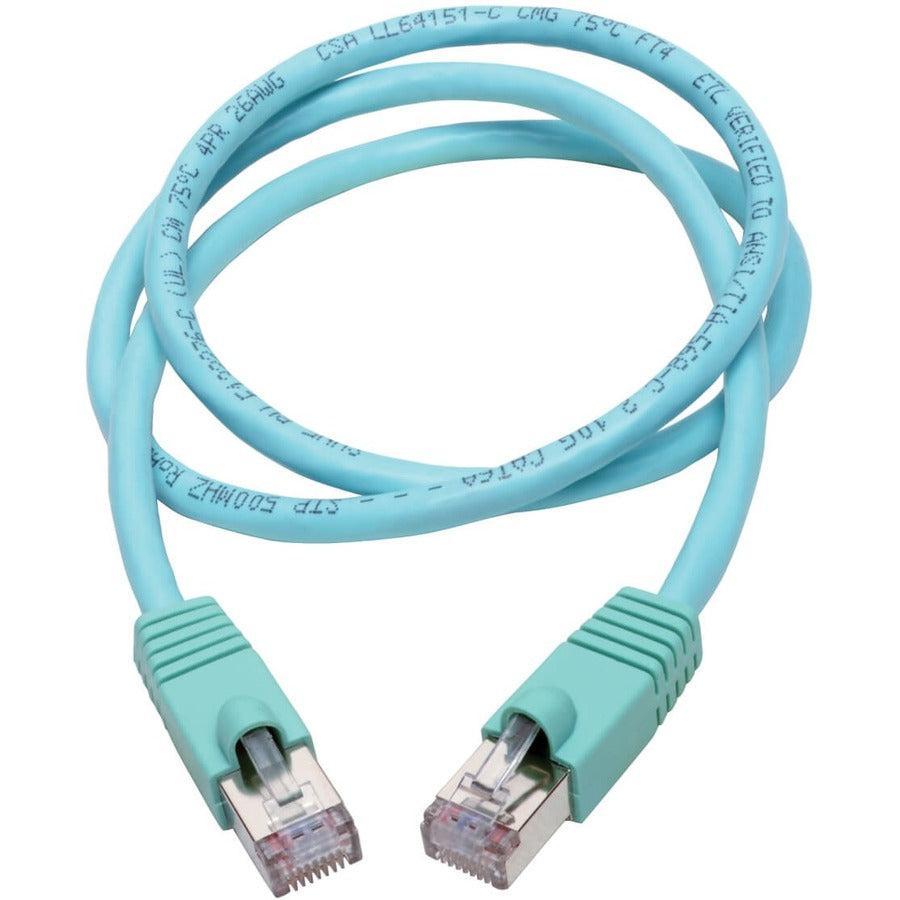Tripp Lite N262-002-Aq Cat6A 10G-Certified Snagless Shielded Stp Ethernet Cable (Rj45 M/M), Poe, Aqua, 2 Ft. (0.61 M)