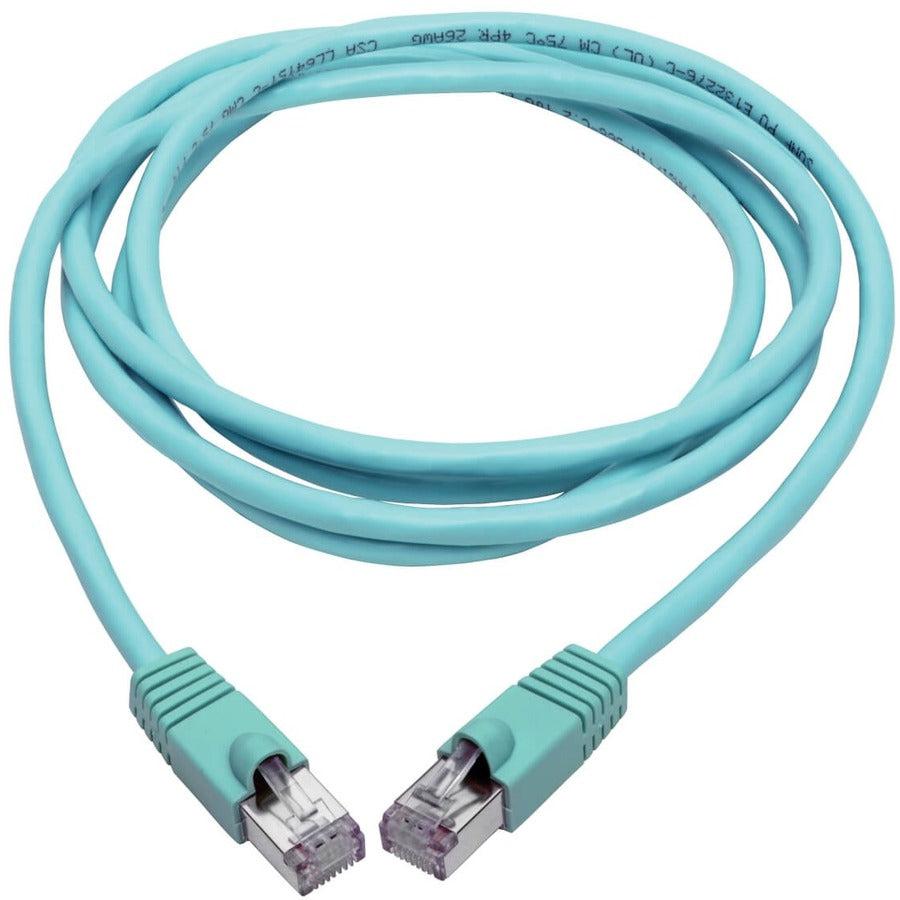 Tripp Lite N262-008-Aq Cat6A 10G-Certified Snagless Shielded Stp Ethernet Cable (Rj45 M/M), Poe, Aqua, 8 Ft. (2.43 M)
