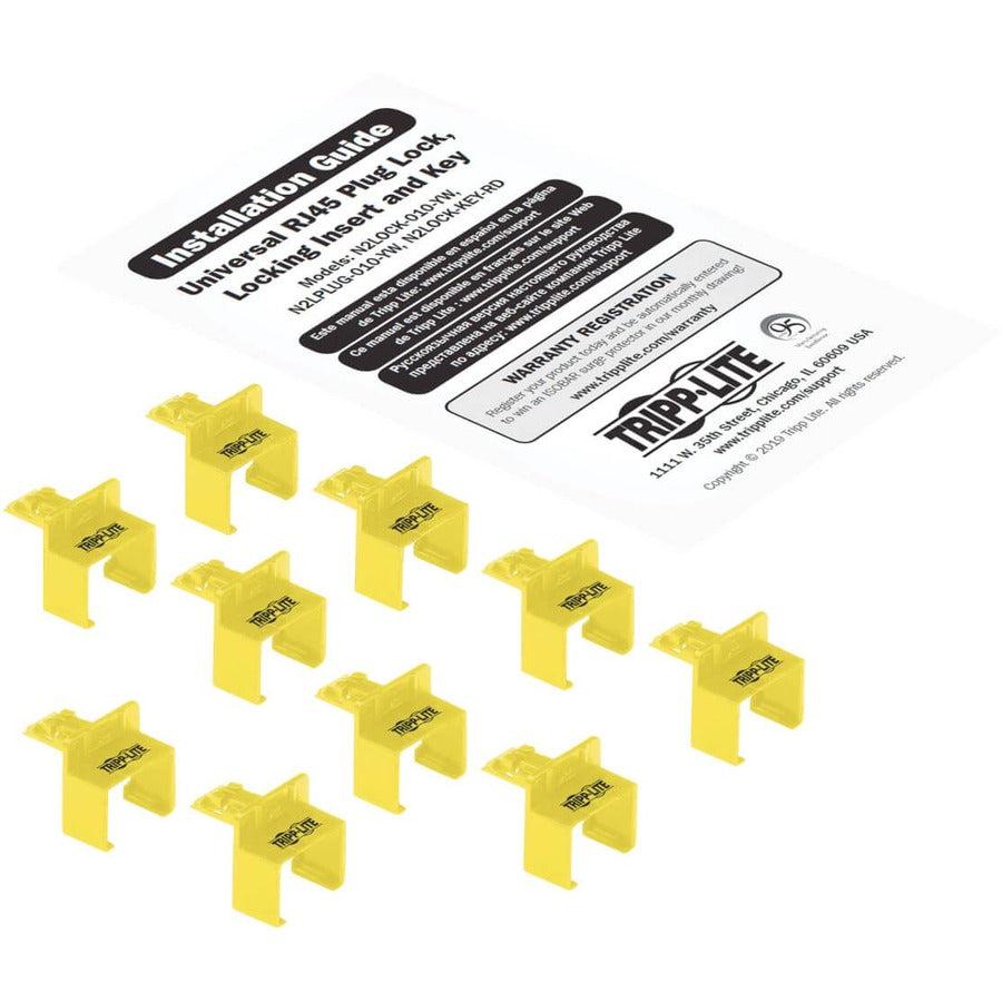 Tripp Lite N2Lplug-010-Yw Universal Rj45 Locking Inserts, Yellow, 10 Pack