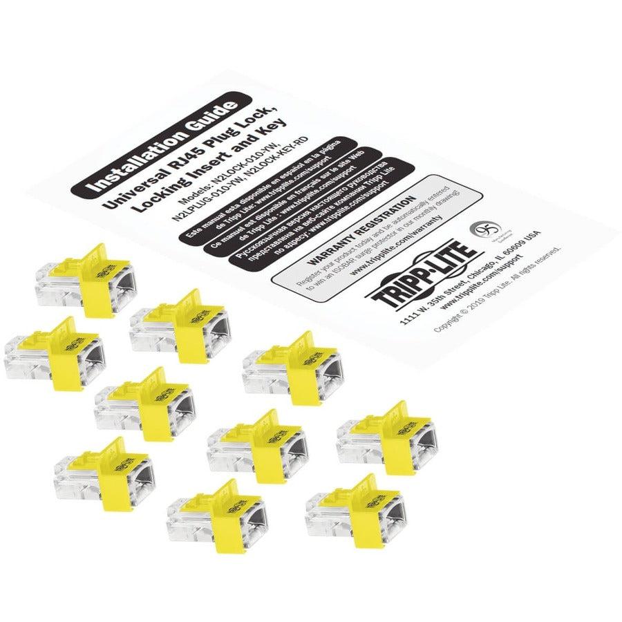 Tripp Lite N2Lplug-010-Yw Universal Rj45 Locking Inserts, Yellow, 10 Pack