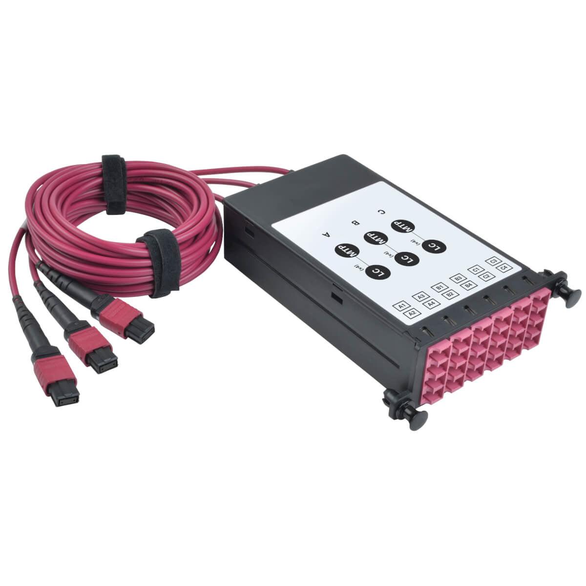 Tripp Lite N482-3M8L12-B 40/100Gb Om4 Fiber Breakout Cassette With Built-In Mtp Cables, 40Gb To 4