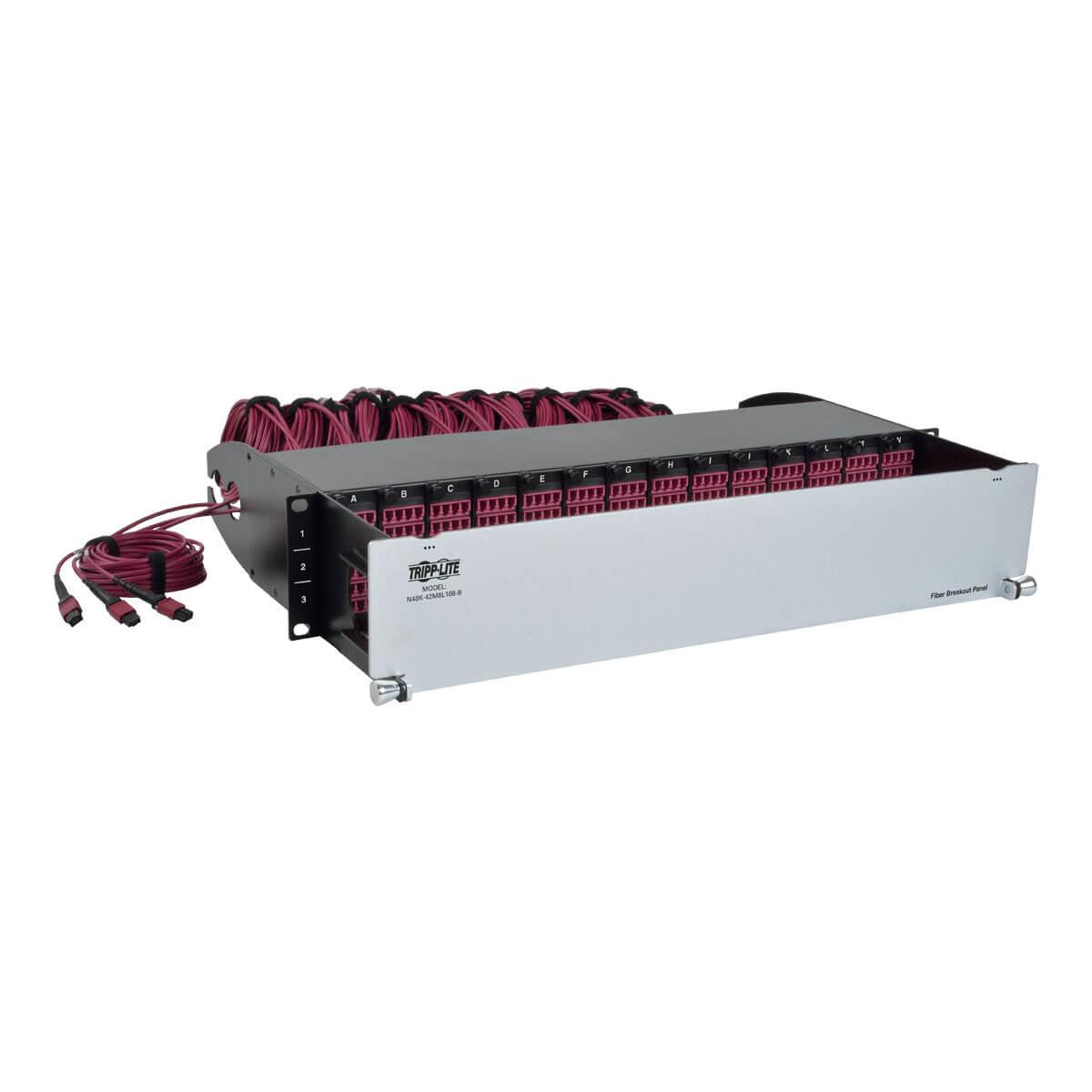 Tripp Lite N48K-42M8L168-B 40/100Gb Fiber Breakout Patch Panel, 40Gb To 4 X 10Gb, 100Gb To 4 X 25Gb,