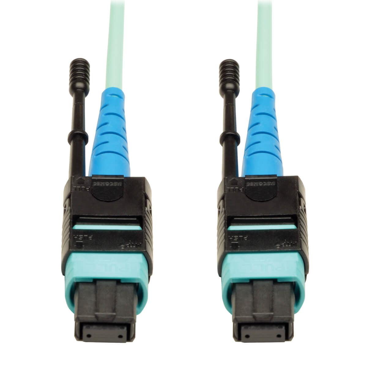 Tripp Lite N846-05M-24-P Mtp/Mpo Patch Cable With Push/Pull Tab Connectors, 100Gbase-Sr10, Cxp, 24 Fiber, 100Gb Om3 Plenum-Rated - Aqua, 5M (16 Ft.)