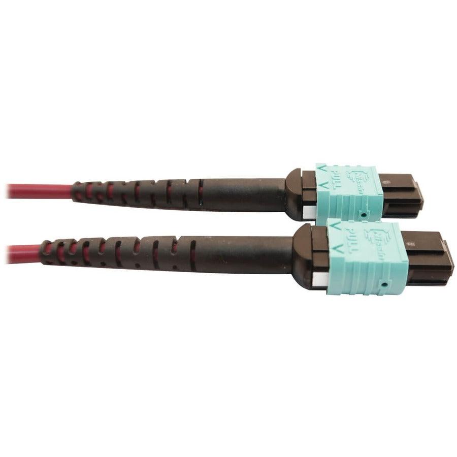 Tripp Lite N846D-01M-16Dmg 400G Multimode 50/125 Om4 Plenum Fiber Optic Cable, 16F Mtp/Mpo-Apc To (X2) 12F Mtp/Mpo-Upc (F/F), Magenta, 1 M