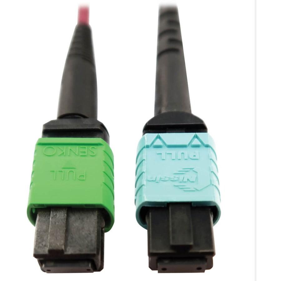 Tripp Lite N846D-05M-16Cmg 400G Multimode 50/125 Om4 Plenum Fiber Optic Cable, 16F Mtp/Mpo-Apc To 24F Mtp/Mpo-Upc (F/F), Magenta, 5 M