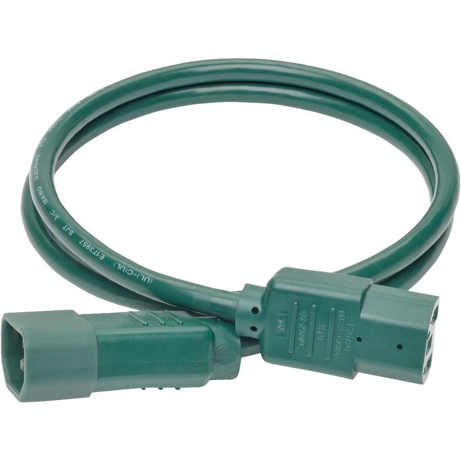 Tripp Lite P004-003-Agn Pdu Power Cord, C13 To C14 - 10A, 250V, 18 Awg, 3 Ft. (0.91 M), Green