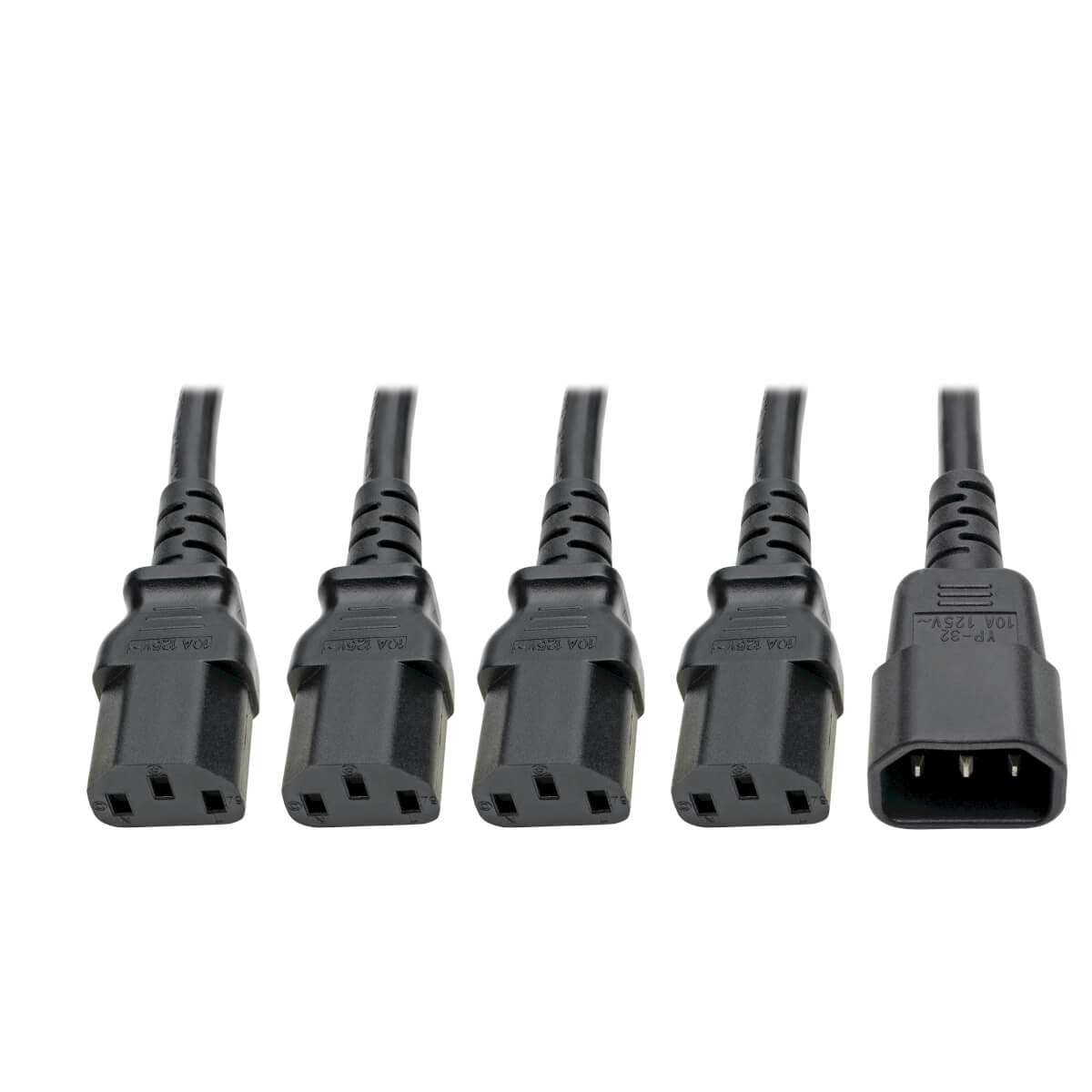 Tripp Lite P004-18N-4Xc13 Power Cord Splitter, C14 To 4Xc13 Pdu Style - 10A, 250V, 18 Awg, 18-In. (45.72 Cm), Black