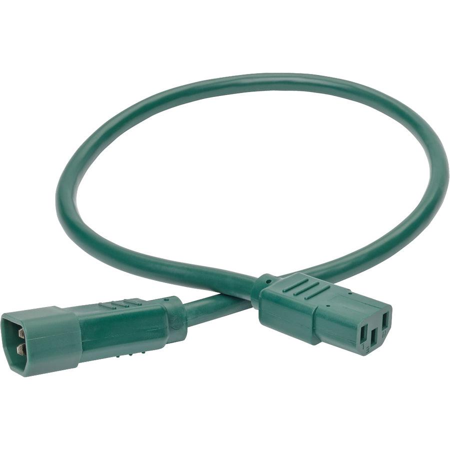 Tripp Lite P005-002-Agn Heavy-Duty Pdu Power Cord, C13 To C14 - 15A, 250V, 14 Awg, 2 Ft. (0.61 M), Green