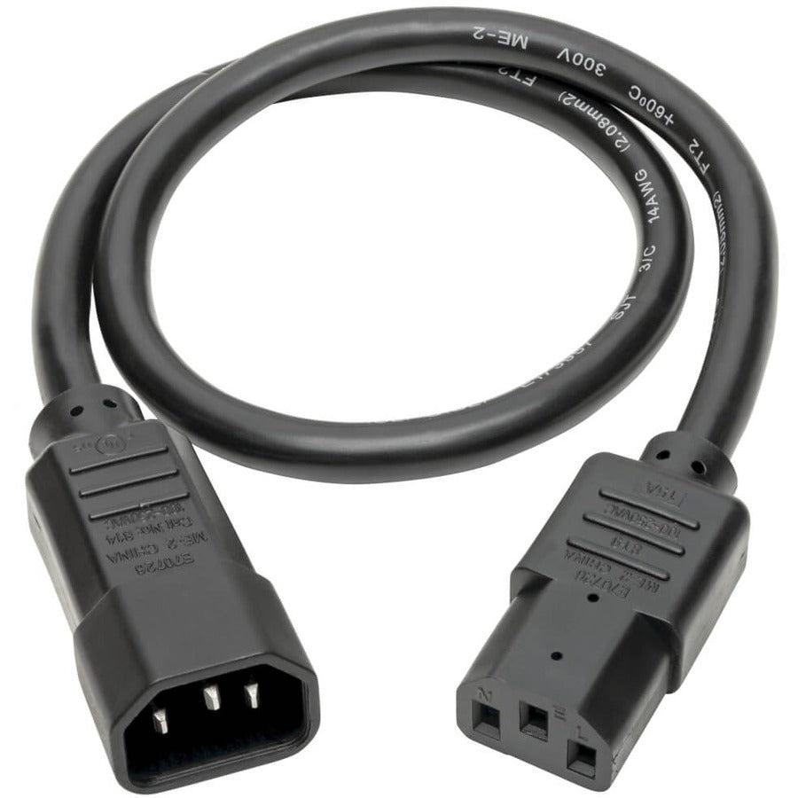 Tripp Lite P005-002 Heavy-Duty Pdu Power Cord, C13 To C14 - 15A, 250V, 14 Awg, 2 Ft. (0.61 M), Black