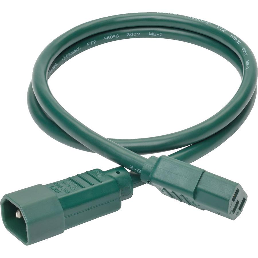 Tripp Lite P005-003-Agn Heavy-Duty Pdu Power Cord, C13 To C14 - 15A, 250V, 14 Awg, 3 Ft. (0.91 M), Green