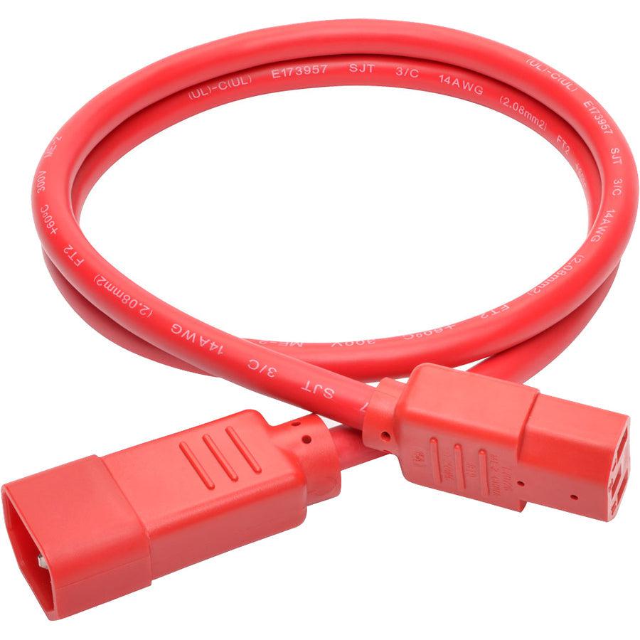Tripp Lite P005-003-Ard Heavy-Duty Pdu Power Cord, C13 To C14 - 15A, 250V, 14 Awg, 3 Ft. (0.91 M), Red