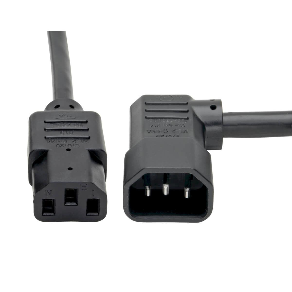Tripp Lite P005-006-14La Heavy-Duty Pdu Power Cord, C13 To Left-Angle C14 - 15A, 250V, 14 Awg, 6 Ft. (1.83 M), Black