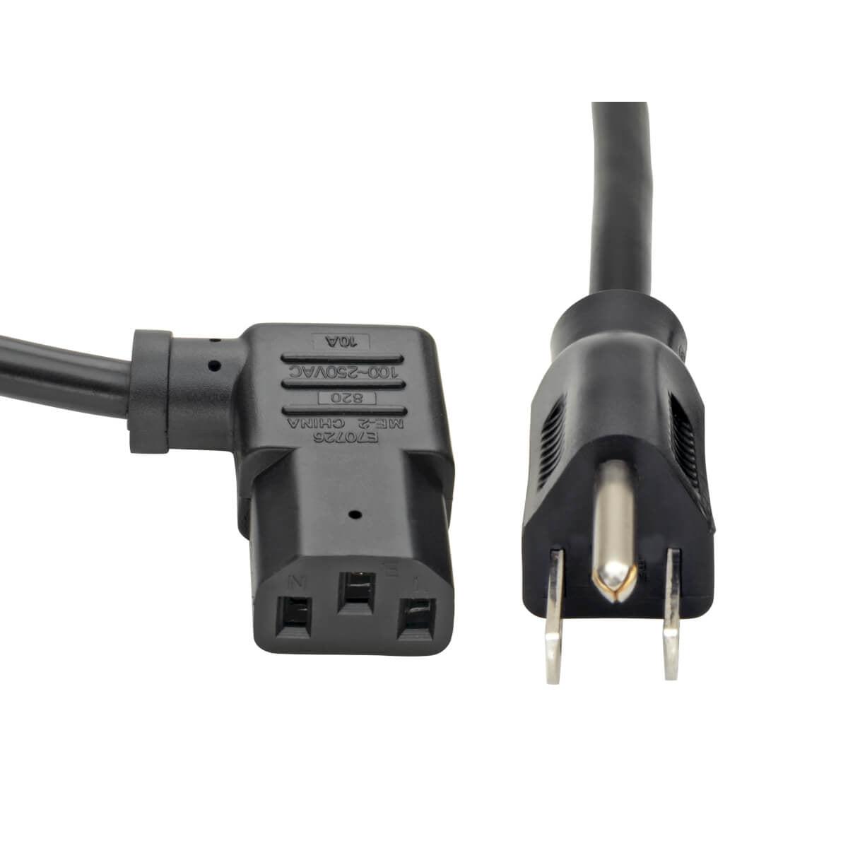 Tripp Lite P006-014-13Ra Computer Power Cord, Nema 5-15P To Right-Angle C13 - 10A, 125V, 18 Awg, 14 Ft. (4.27 M), Black