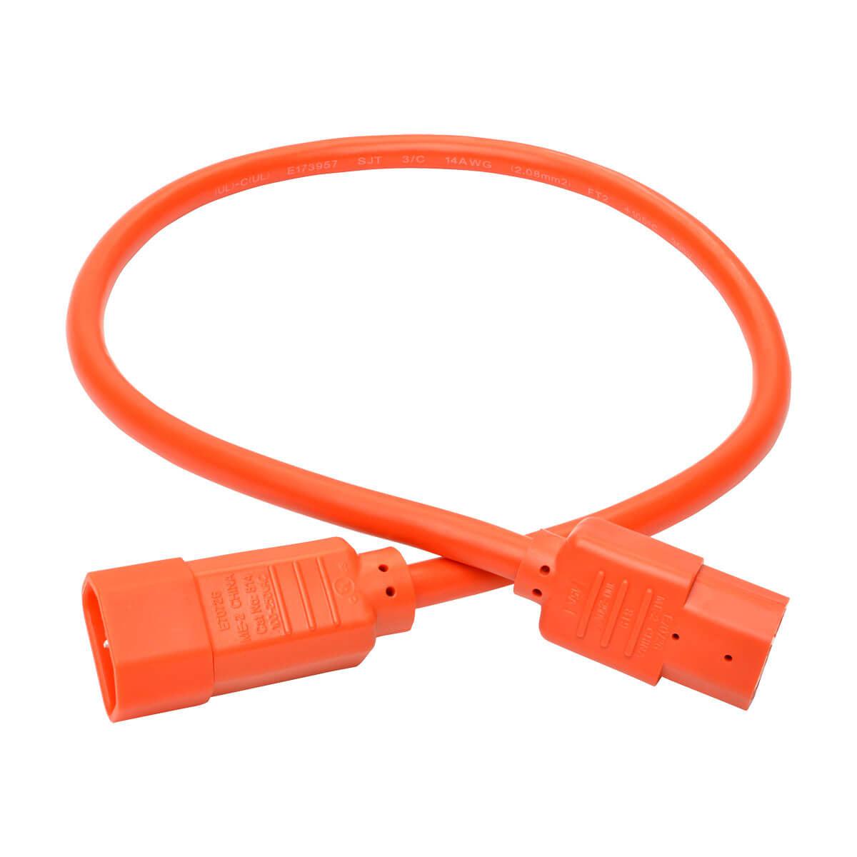 Tripp Lite P018-002-Aor Power Cord C14 To C15 - Heavy-Duty, 15A, 250V, 14 Awg, 2 Ft. (0.61 M), Orange