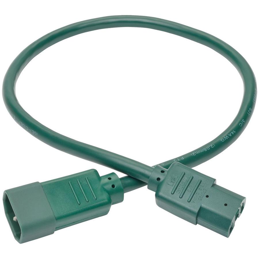 Tripp Lite P018-002-Agn Power Cord C14 To C15 - Heavy-Duty, 15A, 250V, 14 Awg, 2 Ft. (0.61 M), Green