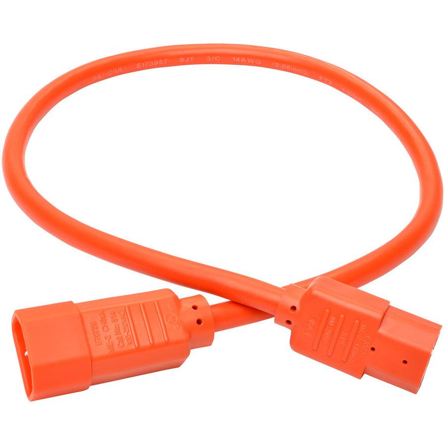 Tripp Lite P018-002-Aor Power Cord C14 To C15 - Heavy-Duty, 15A, 250V, 14 Awg, 2 Ft. (0.61 M), Orange