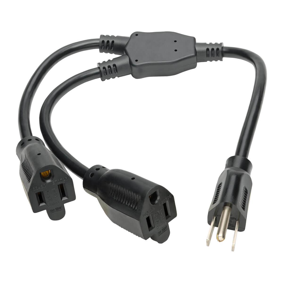 Tripp Lite P024-18N-13A-2R 0 Reviews Standard Power Extension Cord Y Splitter Cable, 13A, 16Awg (Nema 5-15P To 2X Nema 5-15R), 18-In.