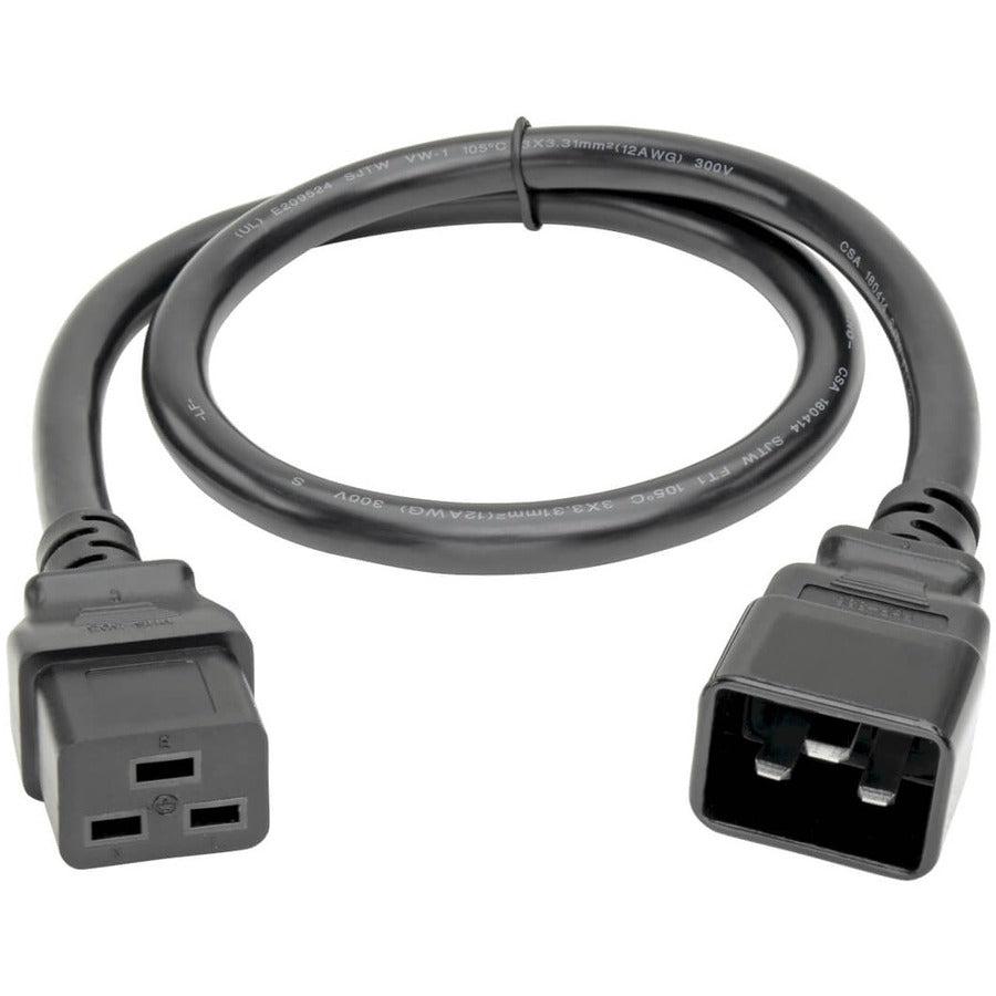 Tripp Lite P036-002 Power Extension Cord, C19 To C20 - Heavy-Duty, 20A, 250V, 12 Awg, 2 Ft. (0.61 M), Black