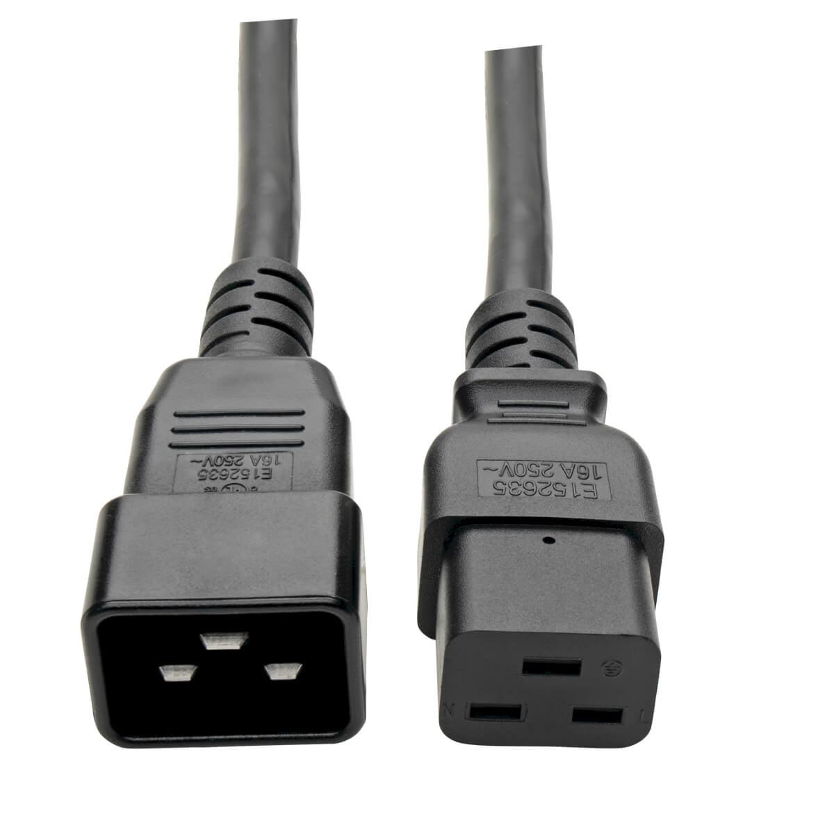 Tripp Lite P036-003-15A Power Extension Cord, C19 To C20 - Heavy-Duty, 15A, 250V, 14 Awg, 3 Ft. (0.91 M), Black