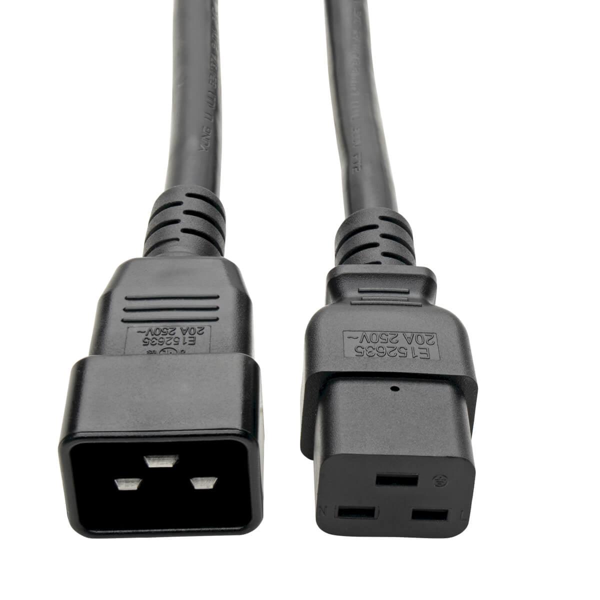 Tripp Lite P036-006-2C19 Power Extension Cord/Splitter, 2 X C19 To C20 Y Splitter - Heavy-Duty, 20A, 250V, 12 Awg, 6 Ft. (1.83 M), Black