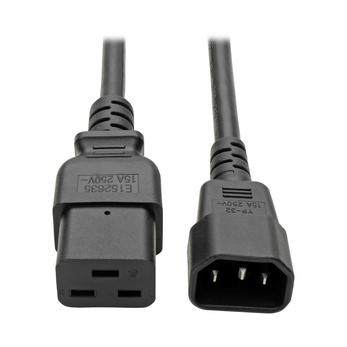 Tripp Lite P047-002 Power Cord, C19 To C14 - Heavy-Duty, 15A, 250V, 14 Awg, 2 Ft. (0.61 M), Black