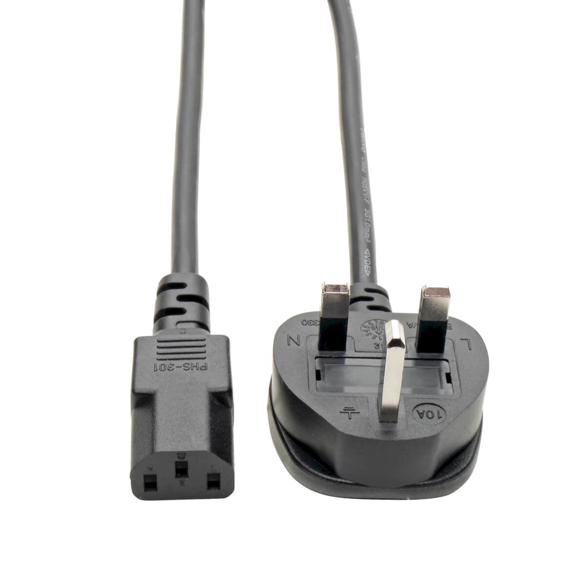 Tripp Lite P056-006-10A Uk Computer Power Cord, Bs1363 To C13 - 10A, 250V, 18 Awg, 6 Ft. (1.83 M), Black