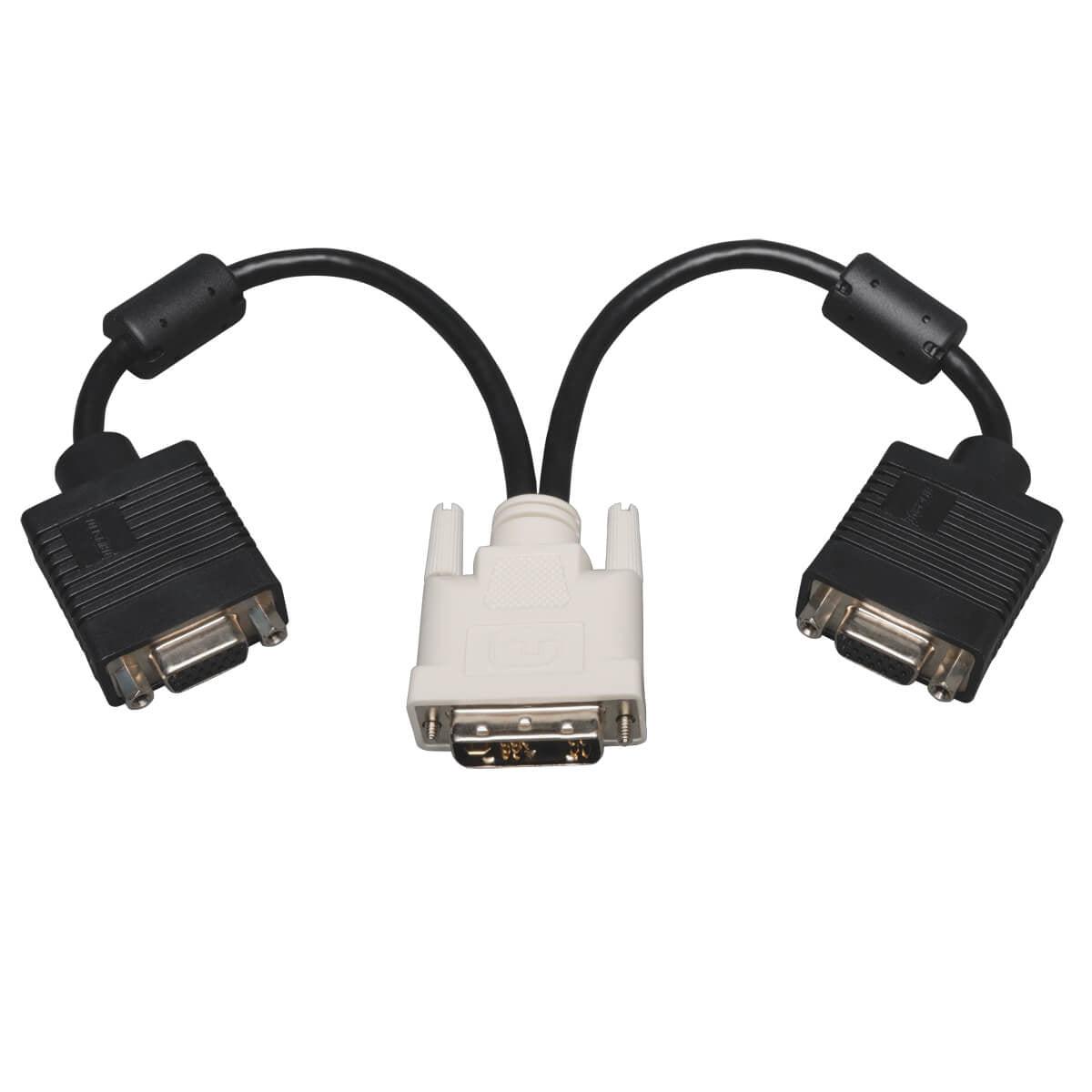 Tripp Lite P120-001-2 Dvi To Vga Y Splitter Adapter Cable (Dvi-I To Hd15 M/2Xf), 1 Ft. (0.3 M)