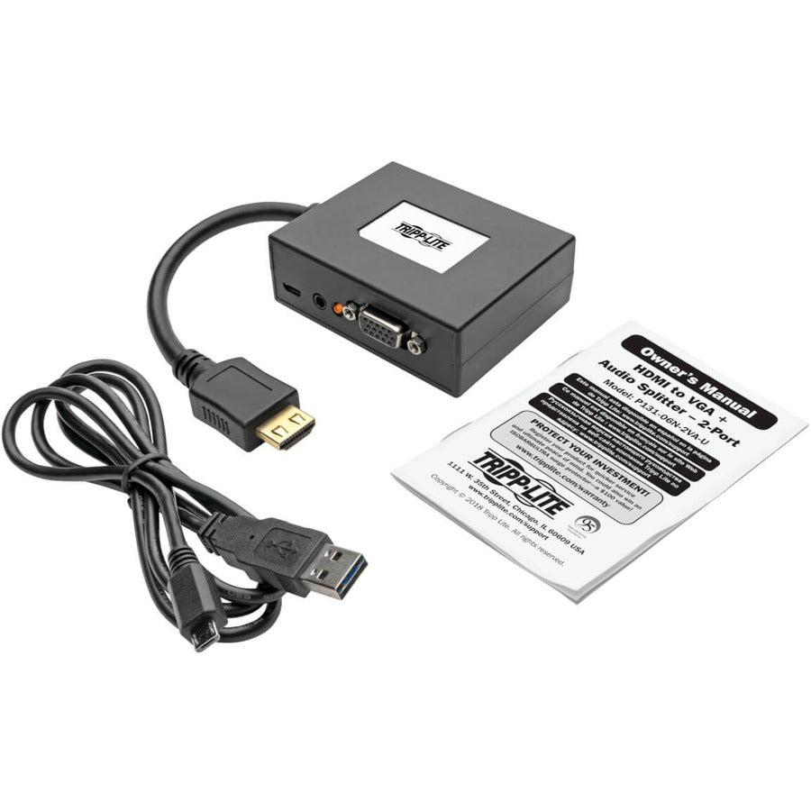 Tripp Lite P131-06N-2Va-U Hdmi To Vga And Audio Adapter, 6-In. (15.24 Cm), Black, Taa