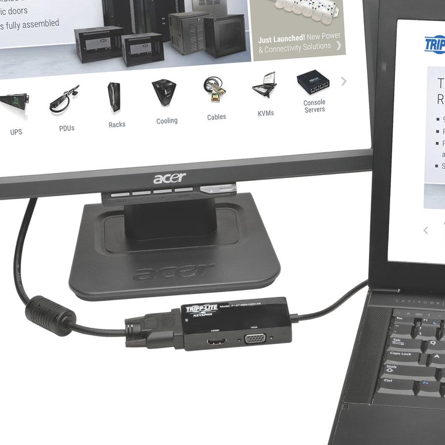 Tripp Lite P137-06N-Hdv-4K Keyspan Mini Displayport To Vga/Dvi/Hdmi All-In-One Video Converter Adapter, 4K 30Hz Hdmi, Dp1.2, Black, 6-In. (15.24 Cm)