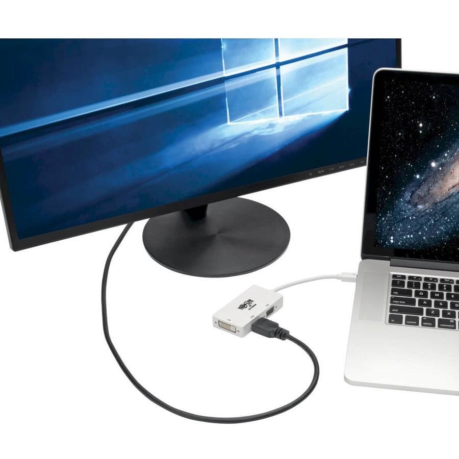 Tripp Lite P137-06N-Hdv4Kw Keyspan Mini Displayport To Vga/Dvi/Hdmi All-In-One Video Converter Adapter, 4K 30Hz Hdmi, Dp1.2, White, 6-In. (15.24 Cm)