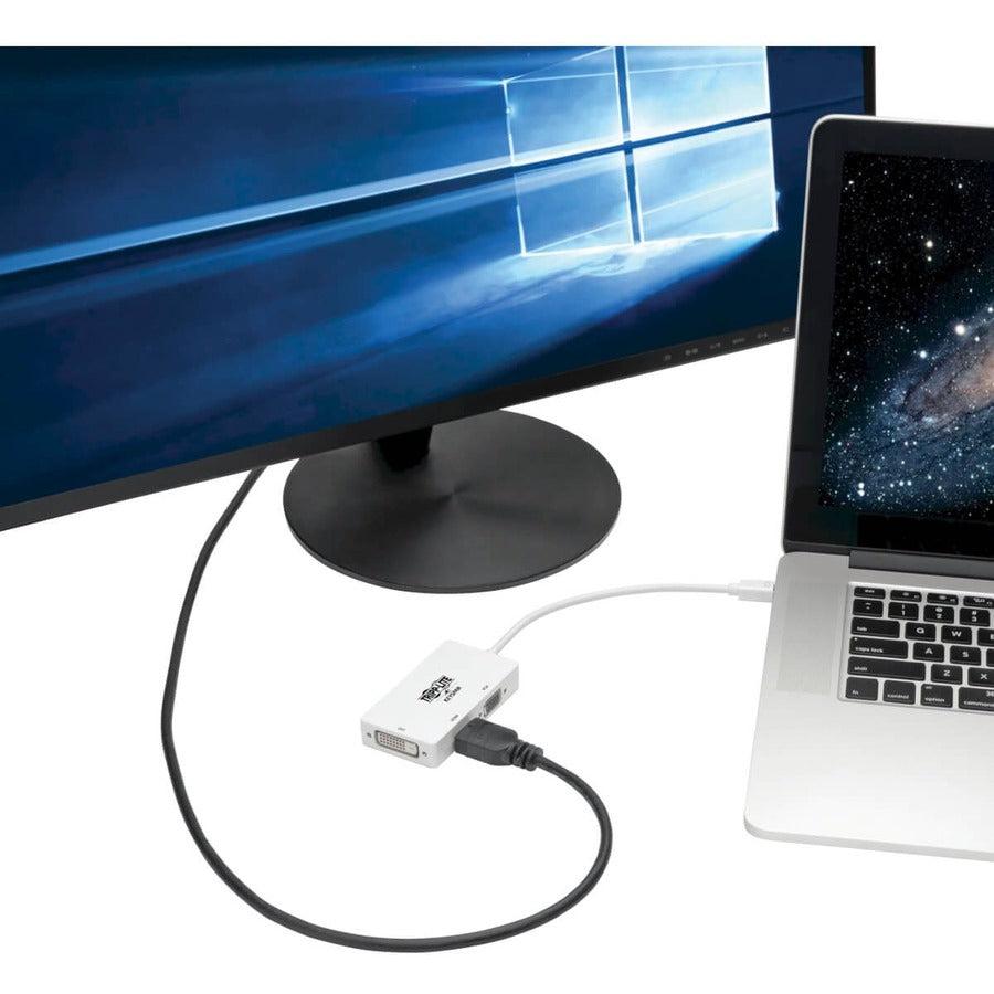 Tripp Lite P137-06N-Hdvw Keyspan Mini Displayport To Vga/Dvi/Hdmi All-In-One Video Converter Adapter, White, 6-In. (15.24 Cm)