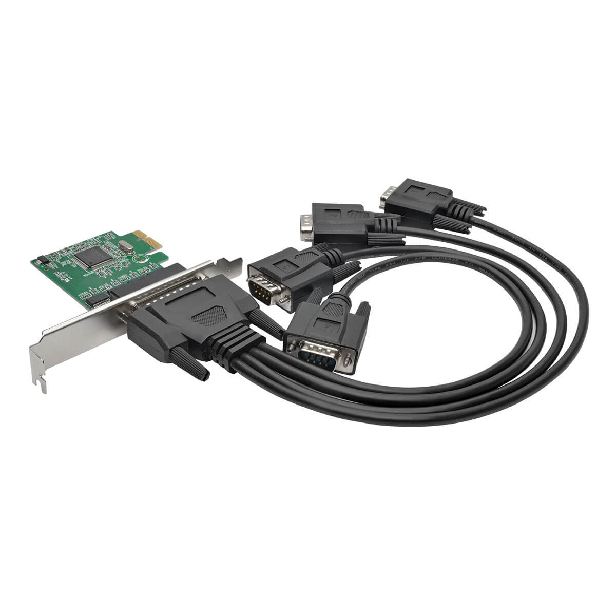 Tripp Lite Pce-D9-04-Cbl 4-Port Db9 (Rs-232) Serial Pci Express (Pcie) Card With Breakout Cable, Full Profile