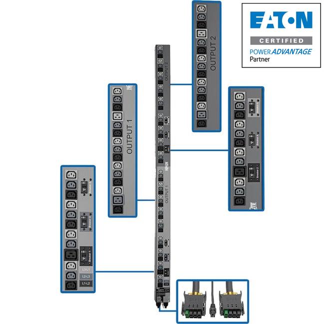 Tripp Lite Pdu 3-Phase Vertical Strip Ats 208V 17.3Kw 48 C13; 6 C19 0Urm Rackmount