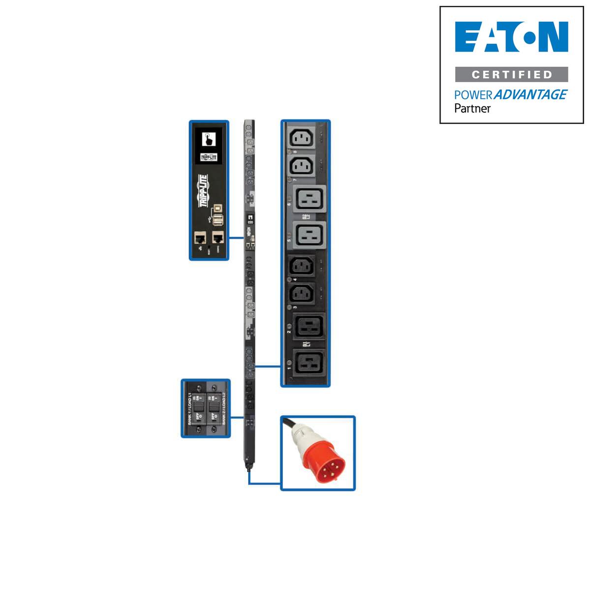Tripp Lite Pdu3Xevsr6G32A 23Kw 220-240V 3Ph Switched Pdu - Lx Interface, Gigabit, 24 Outlets, Iec