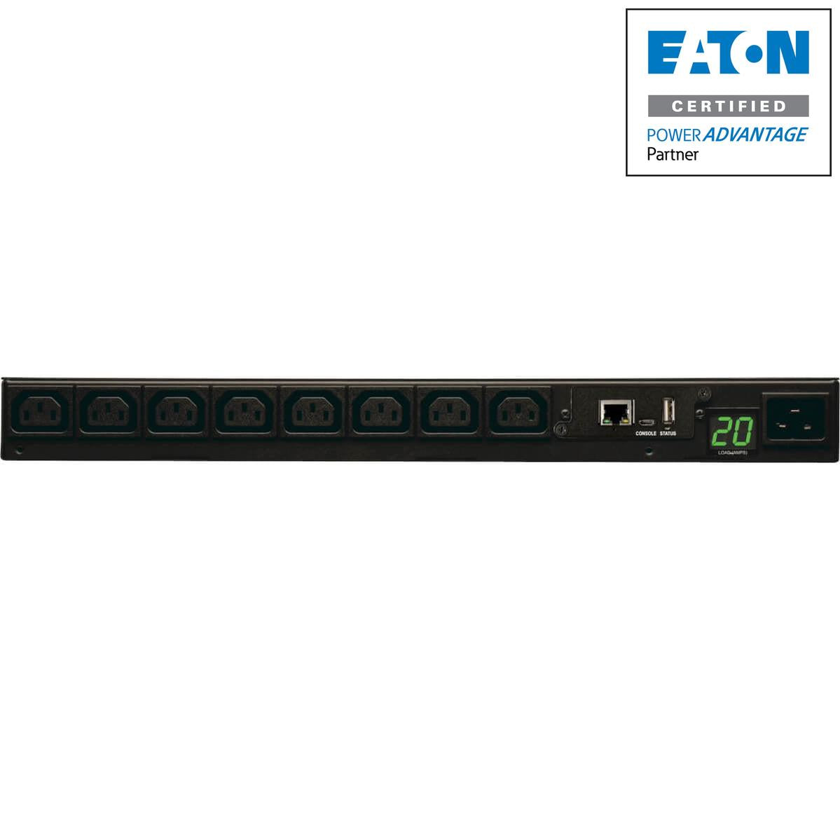 Tripp Lite Pdumnh20Hv 3.7Kw Single-Phase 208/230V Monitored Pdu - Lx Platform, 8 C13 Outlets, C20 Input With L6-20P Adapter, 2.4M Cord, 1U Rack-Mount