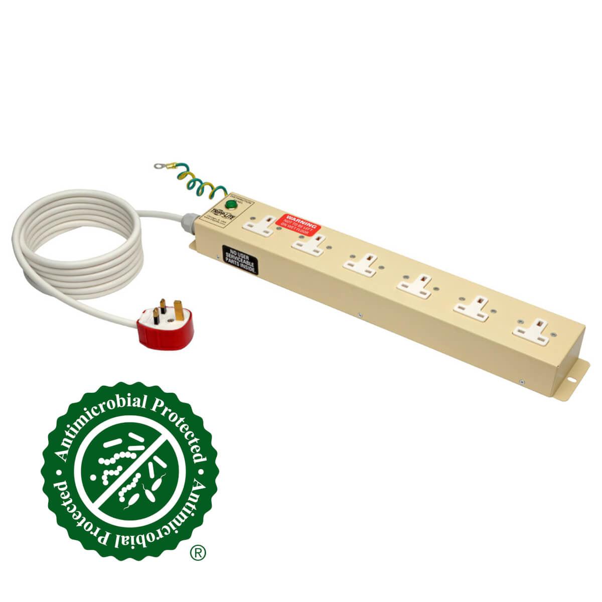 Tripp Lite Ps610Hguk Safe-It Uk Bs-1363 Medical-Grade Power Strip With 6X Uk Outlets, 3 M Cord