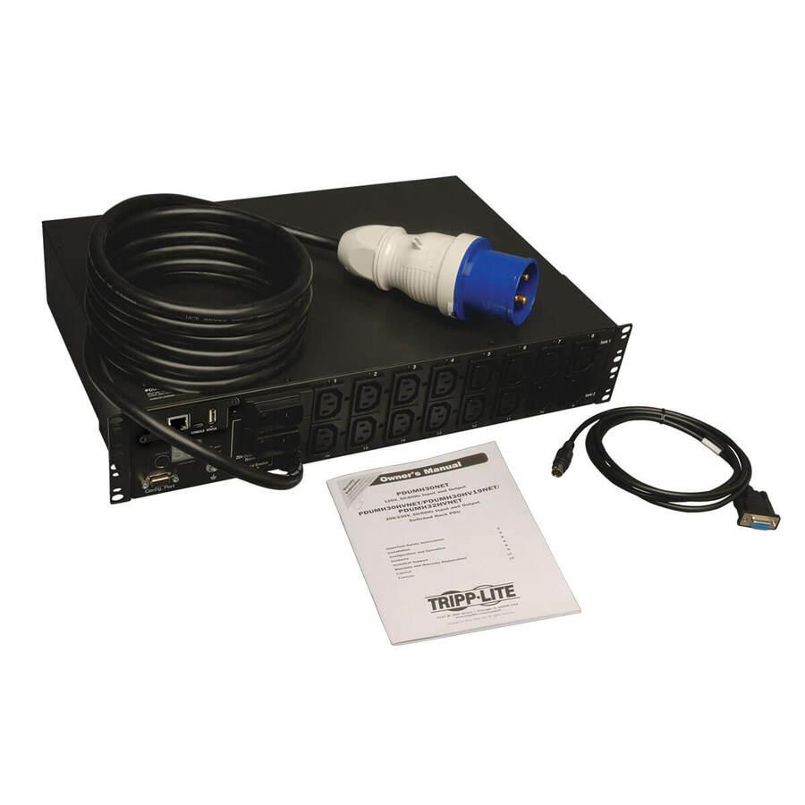 Tripp Lite Pdumh32Hvnet 7.4Kw Single-Phase Switched Pdu, Lx Interface, 230V Outlets (16-C13), Iec-309 Blue 230V 32A, 3.6M Cord, 2U Rack-Mount, Taa