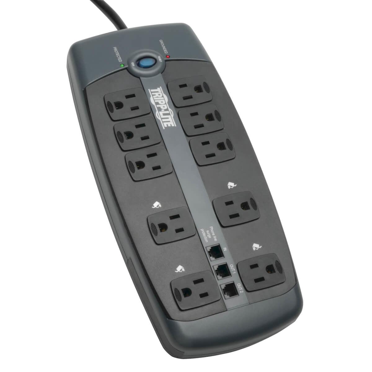 Tripp Lite Protect It! 10-Outlet Surge Protector, 8-Ft, Cord, 2395 Joules, Tel/Modem Protection