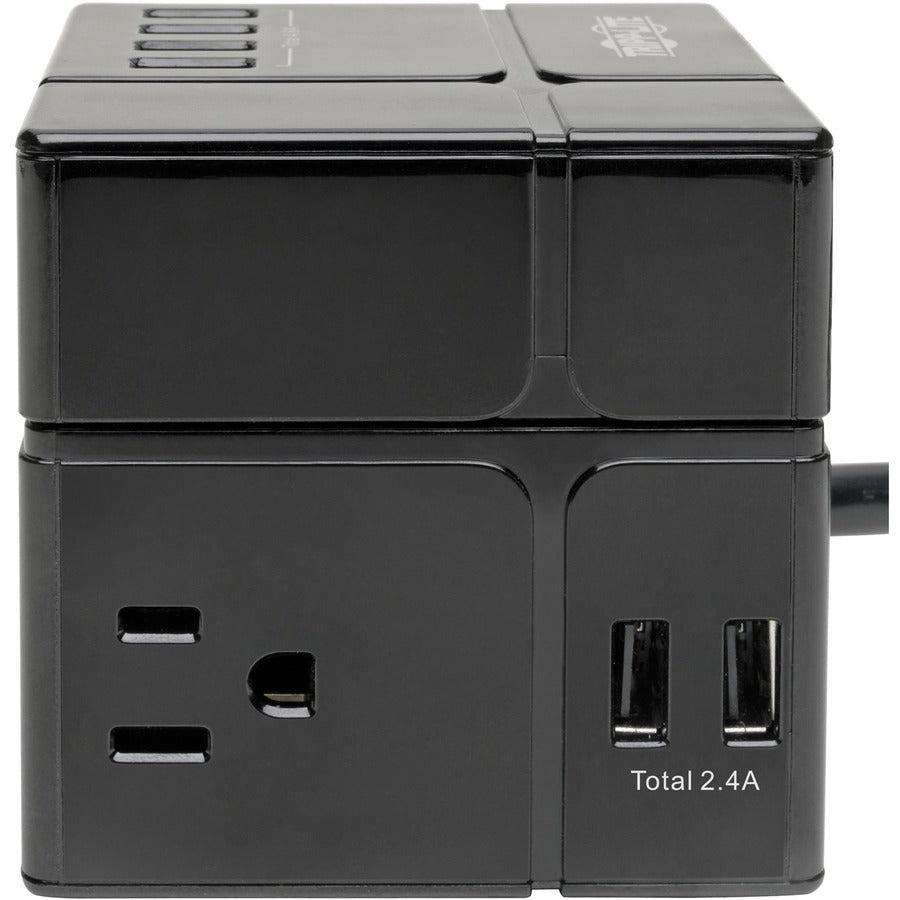 Tripp Lite Protect It! 3-Outlet Power Cube Surge Protector - 6 Usb-A Ports (7.2A Shared), 6 Ft. Cord, 540 Joules, Black
