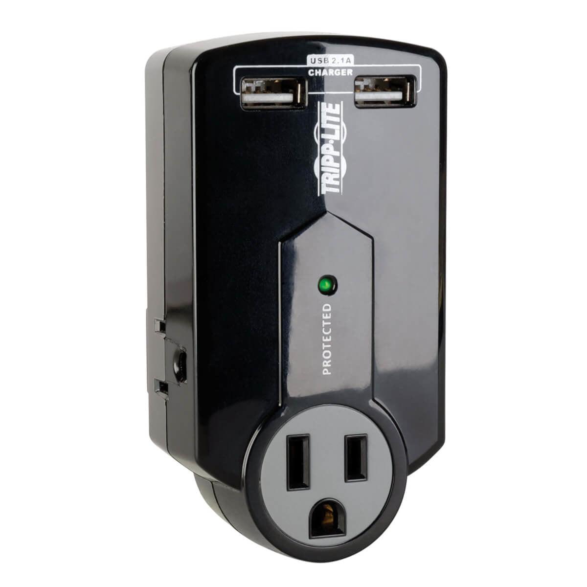 Tripp Lite Protect It! 3-Outlet Surge Protector, Direct Plug-In, 540 Joules, 2.1A Usb Charger