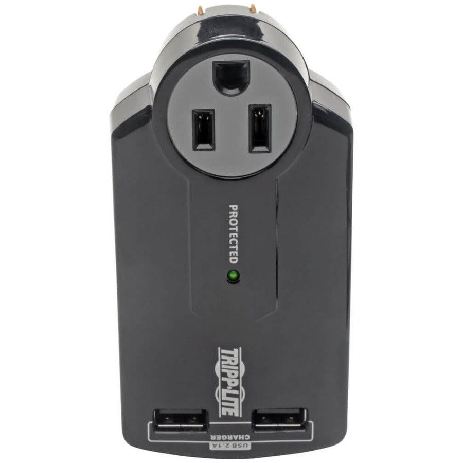 Tripp Lite Protect It! 3-Outlet Surge Protector, Direct Plug-In, 540 Joules, 2.1A Usb Charger