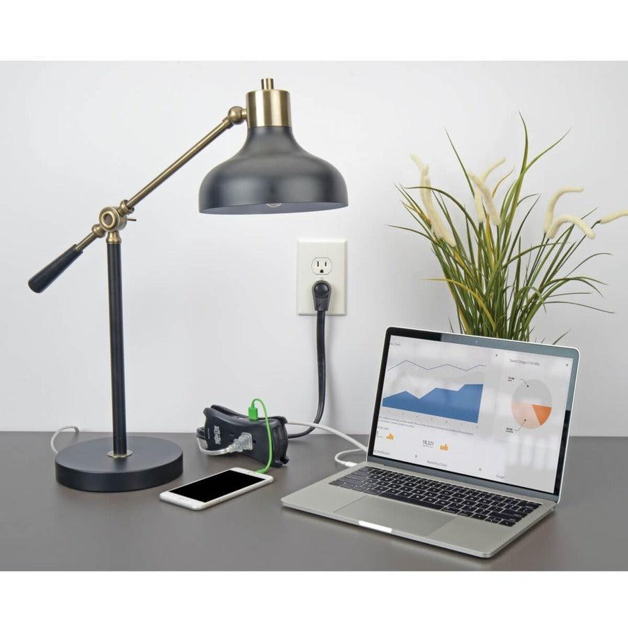 Tripp Lite Protect It! 3-Outlet Travel-Size Surge Protector, 18-In. Cord, 1050 Joules, 2-Usb Charging Ports