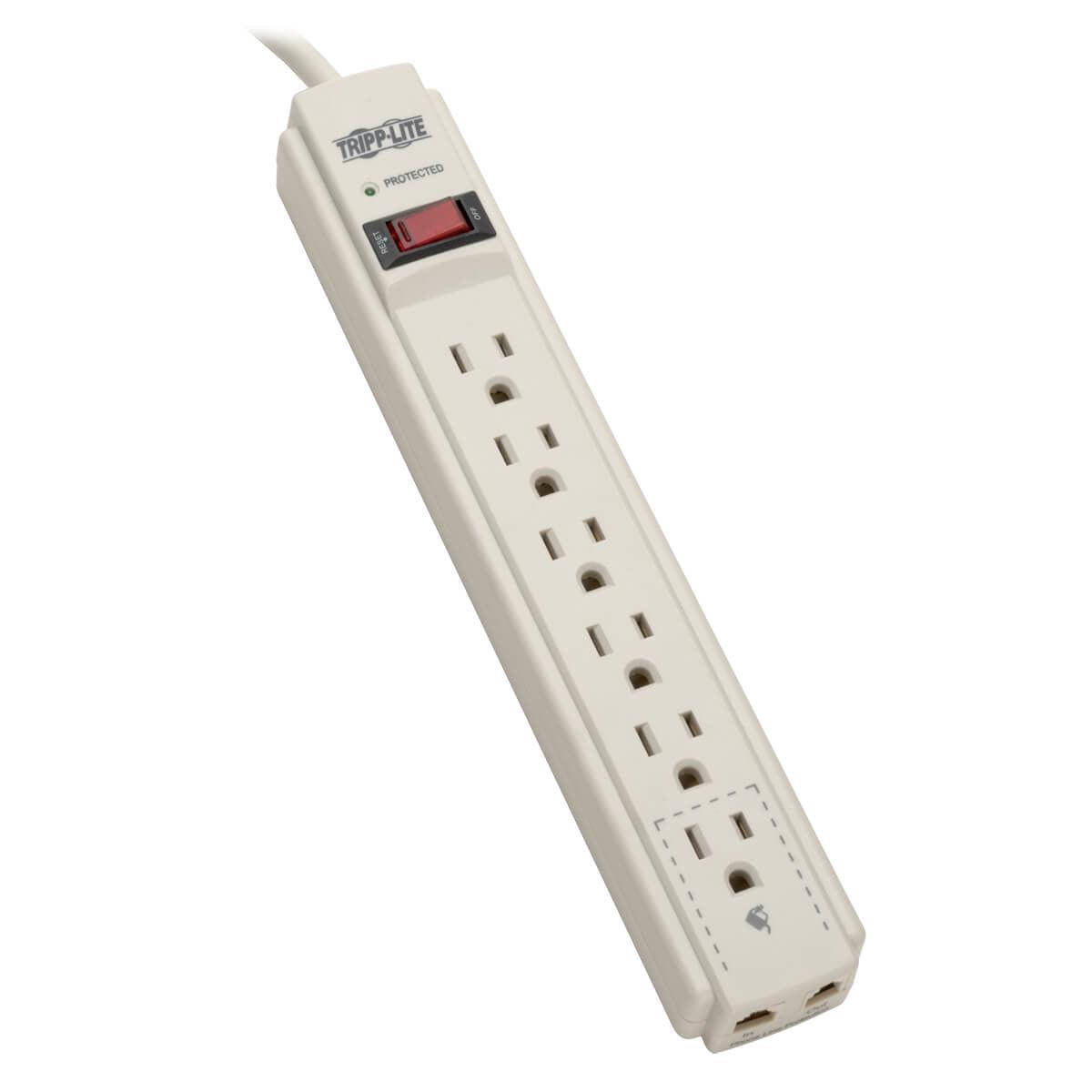 Tripp Lite Protect It! 6-Outlet Surge Protector, 4-Ft. Cord, 790 Joules, Tel/Fax/Modem Protection