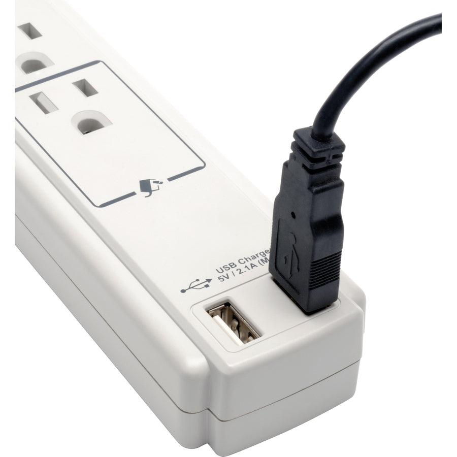 Tripp Lite Protect It! 6-Outlet Surge Protector, 6-Ft. Cord, 990 Joules, 2 X Usb Charging Ports (2.1A), Gray Housing