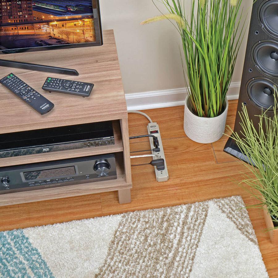 Tripp Lite Protect It! 6-Outlet Surge Protector, 8-Ft. Cord, 990 Joules, Low-Profile Right-Angle 5-15P Plug