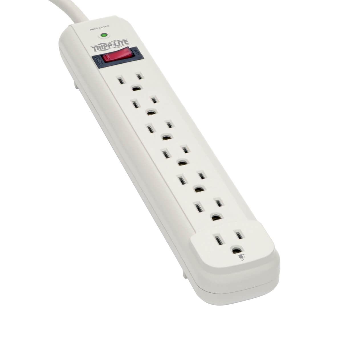 Tripp Lite Protect It! 7-Outlet Surge Protector, 25-Ft. Cord, 1080 Joules, Light Gray Housing