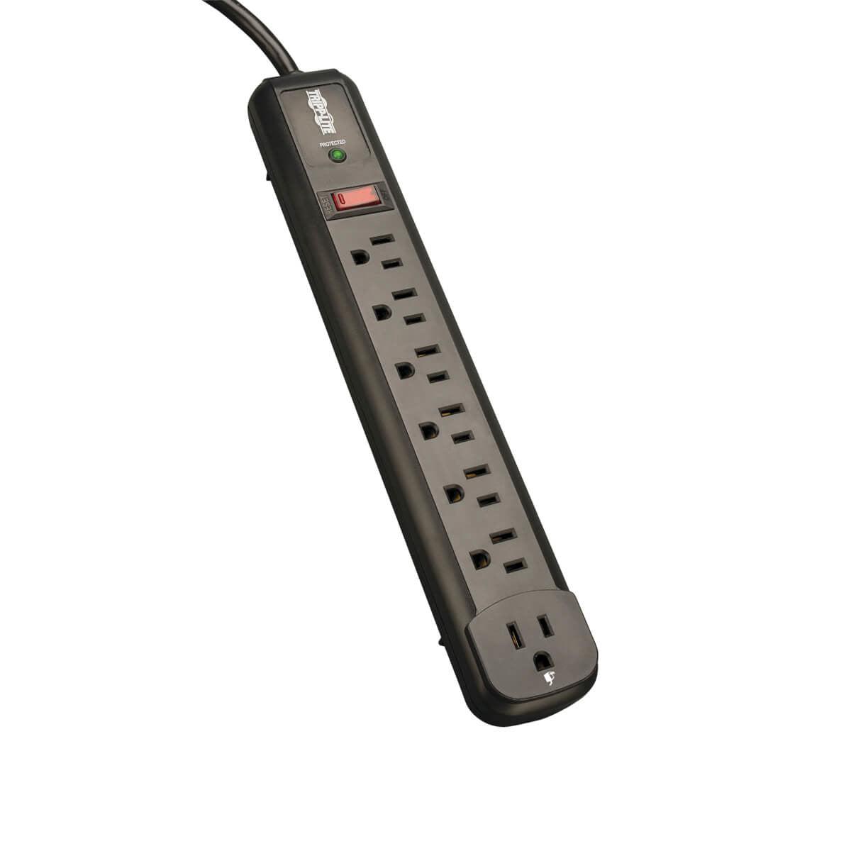 Tripp Lite Protect It! 7-Outlet Surge Protector 4-Ft. Cord, 1080 Joules, 1 Diagnostic Led, Black Housing