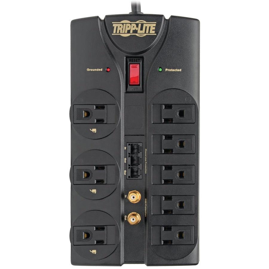 Tripp Lite Protect It! 8-Outlet Surge Protector, 8-Ft. Cord, 2160 Joules, Tel/Fax/Modem/Coax Protection, Rj11