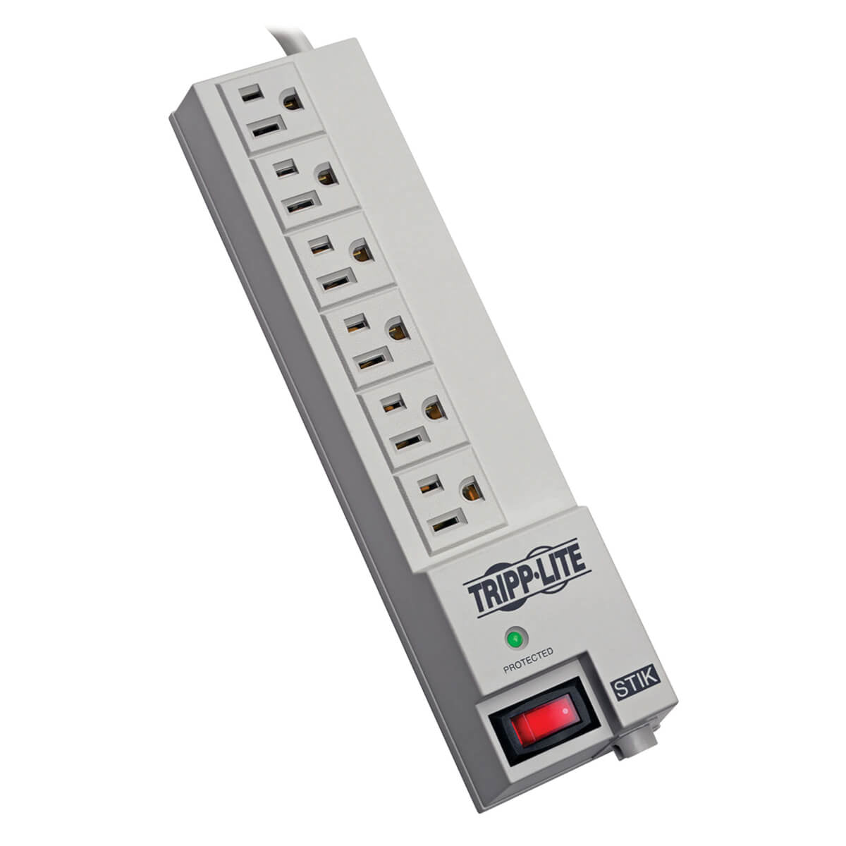 Tripp Lite Protect It! Surge Protector With 6 Right Angle Outlets, 6 Ft. Cord, 540 Joules, Diagnostic Led